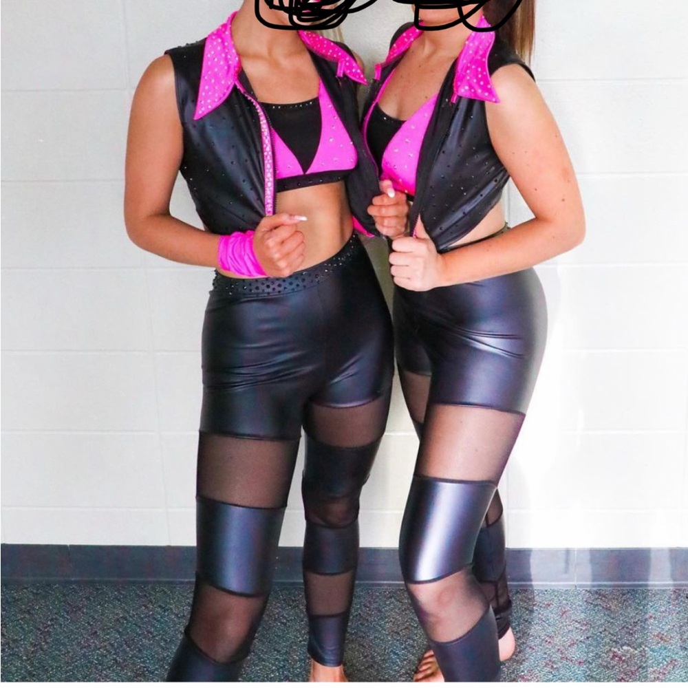 Georgie Girl Neon Pink & Black 3 piece Dance Costume Set Adult XS